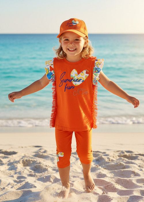 A DEE Porto Girls Luna Orange Summer Leggings Set