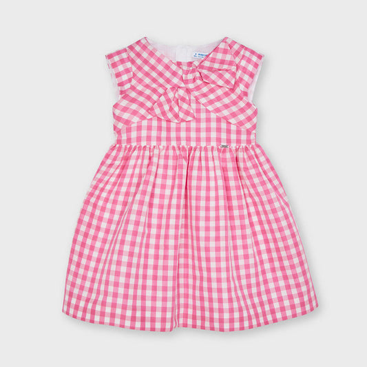 MAYORAL Girls Camelia Pink & White Vichy Dress - NON RETURNABLE