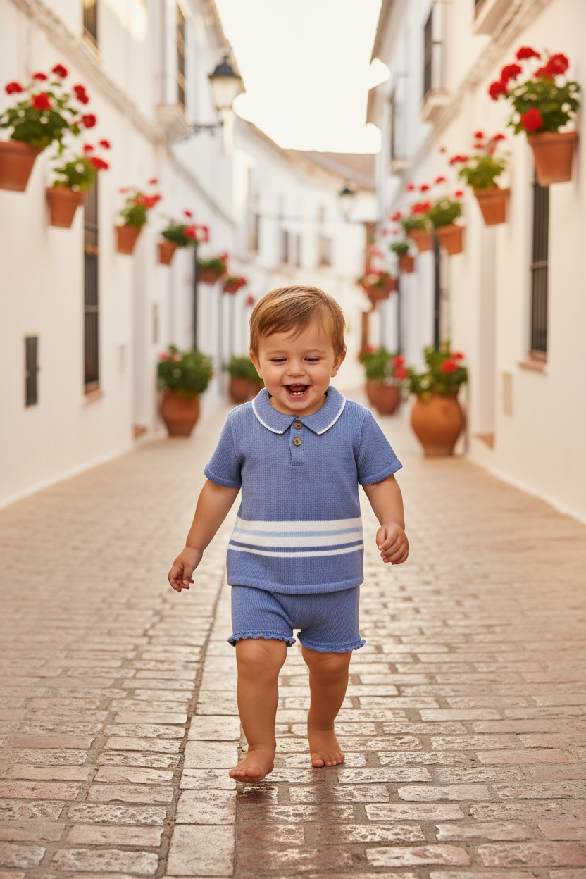 MAC ILUSION Provenza Blue Boys Knitted Short Set - 9624