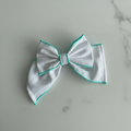 White Bow with Turquoise Trim