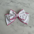 White & Cerise Bow - Grey Marble