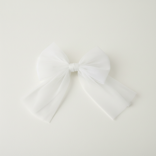 Basmarti Sailor girls white tulle hair bow