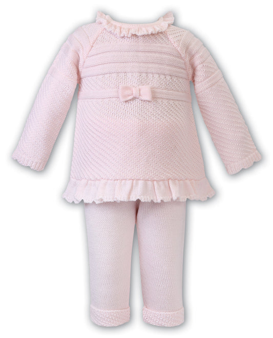 AW21 Sarah Louise Pink Baby Girls Knitted Trouser Set - 008156