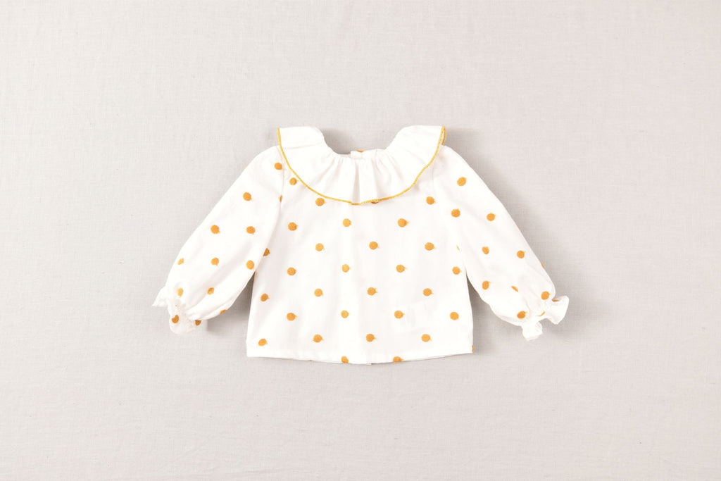 JOSE VARON Baby Girls Mustard Polka Dot Blouse & Romper Set