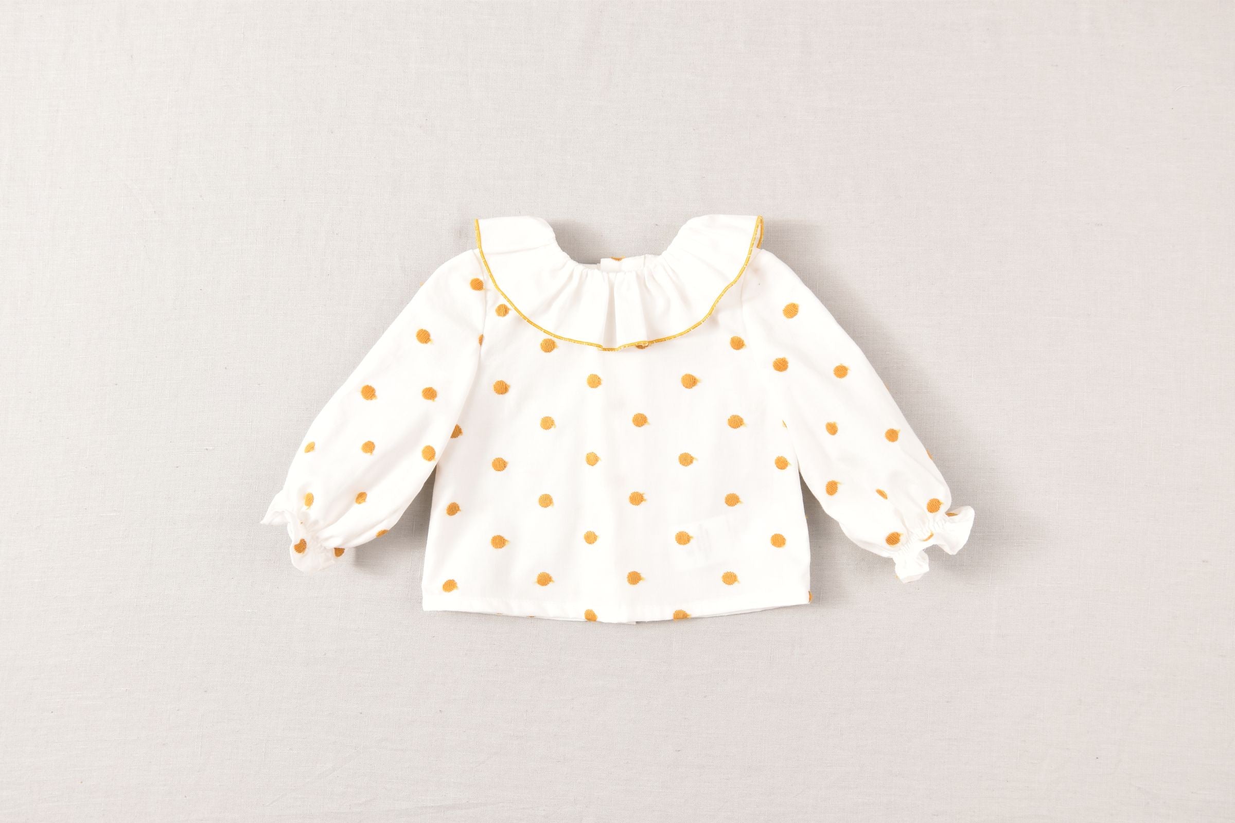 JOSE VARON Baby Girls Mustard Polka Dot Blouse & Romper Set