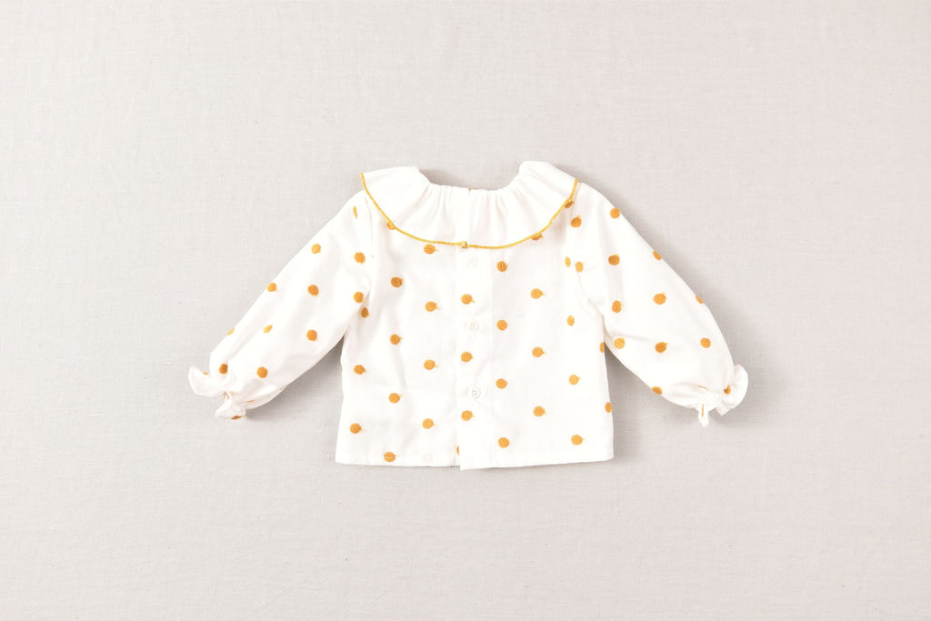 JOSE VARON Baby Girls Mustard Polka Dot Blouse & Romper Set