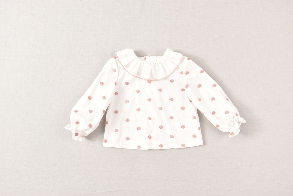 JOSE VARON Baby Girls Rose Pink Polka Dot Blouse & Romper Set