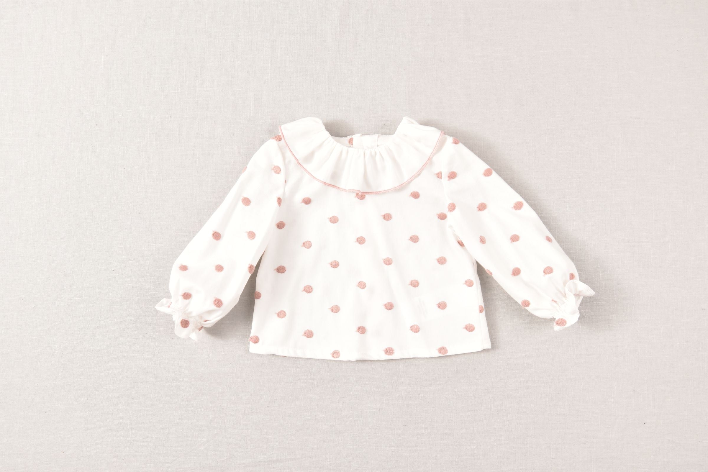 JOSE VARON Baby Girls Rose Pink Polka Dot Blouse & Romper Set