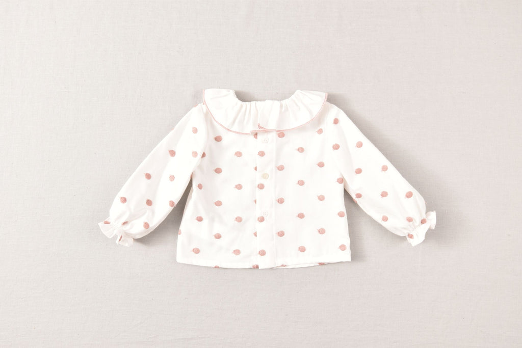 JOSE VARON Baby Girls Rose Pink Polka Dot Blouse & Romper Set