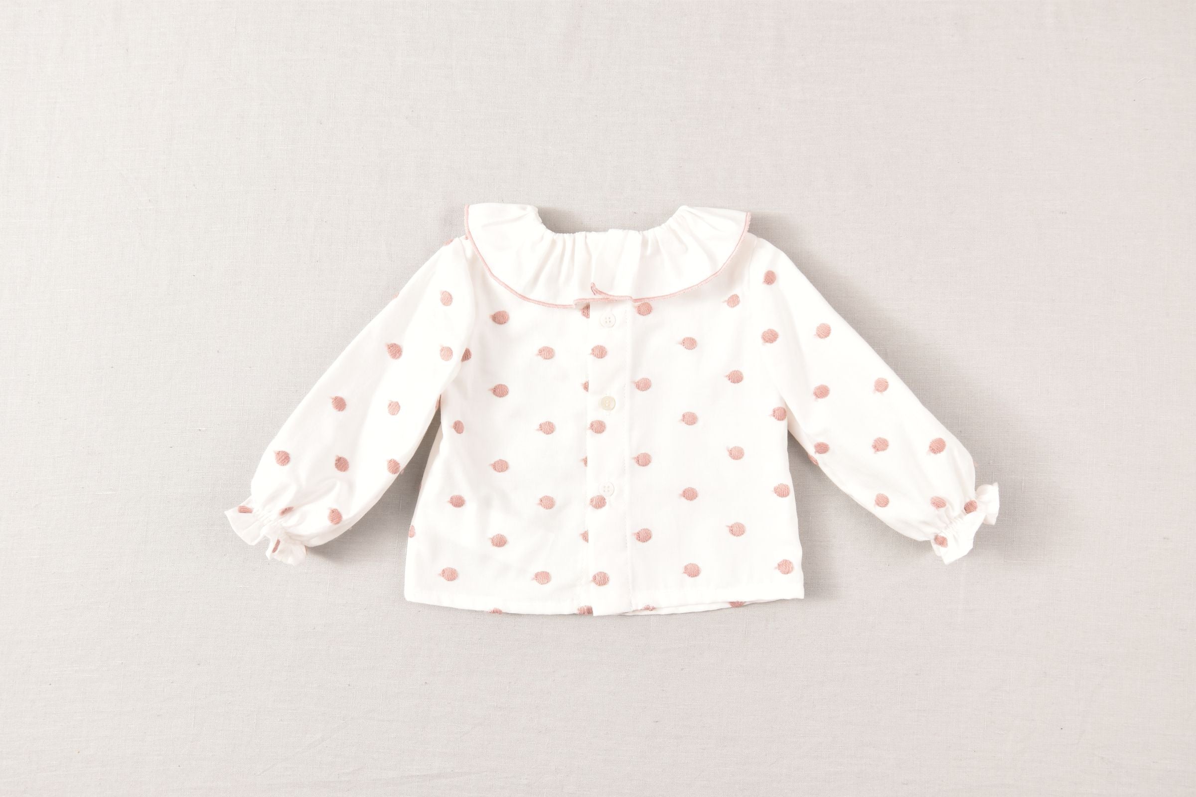 JOSE VARON Baby Girls Rose Pink Polka Dot Blouse & Romper Set