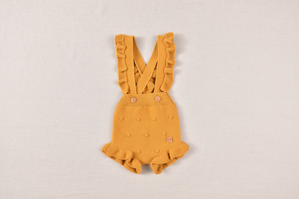 JOSE VARON Baby Girls Mustard Polka Dot Blouse & Romper Set
