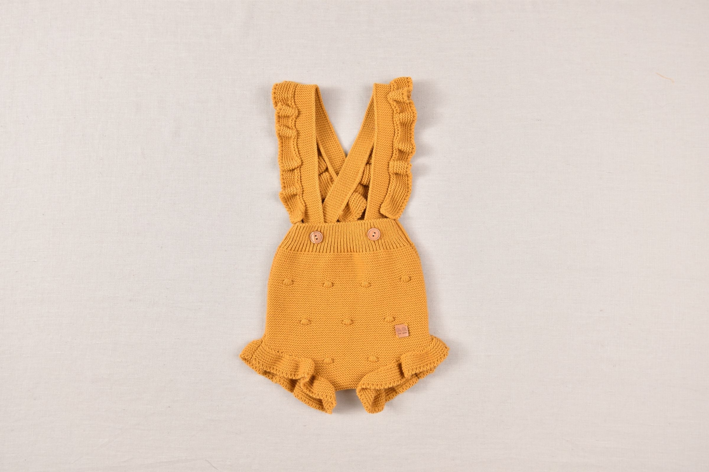 JOSE VARON Baby Girls Mustard Polka Dot Blouse & Romper Set