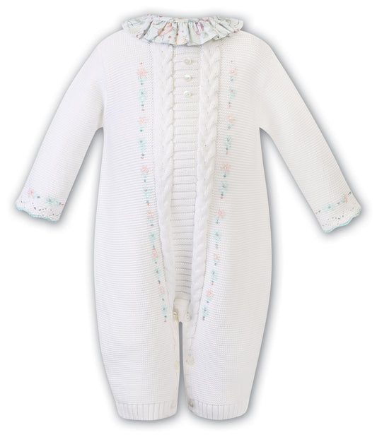 SARAH LOUISE Ivory & Mint Baby Girls Knitted Romper - 12517