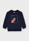 Mayoral boys navy motorbike sweatshirt 4406 - front view
