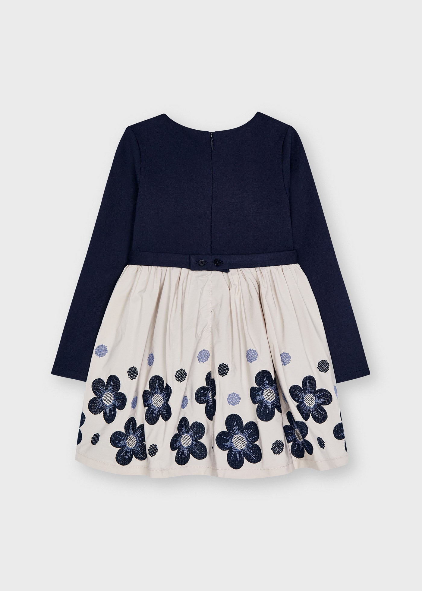 MAYORAL Girls Navy Flower Embroidered Dress 