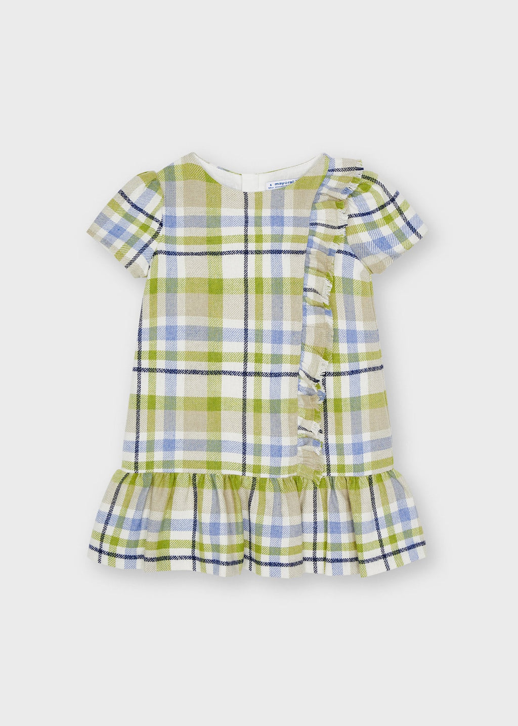 AW21 MAYORAL Girls Olive Plaid Check Dress - 4934