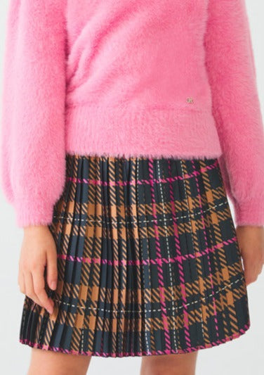AW22 ABEL & LULA Girls Pink & Black Pleated Skirt Set