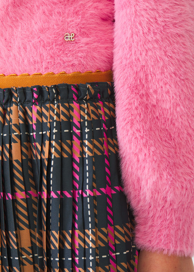 AW22 ABEL & LULA Girls Pink & Black Pleated Skirt Set
