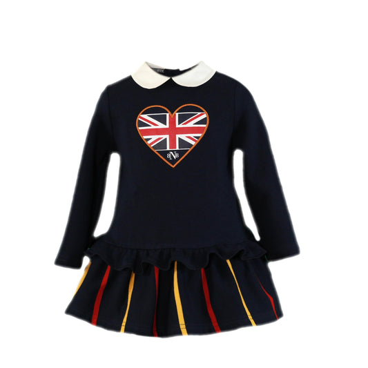 AW22 MIRANDA NEL BLU Navy Stripe Baby Girls Dress - 1204
