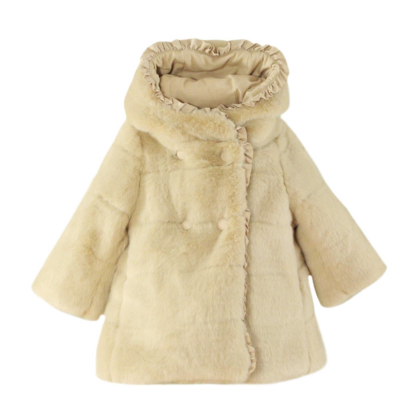 MIRANDA Beige Faux Fur Baby Girls Coat