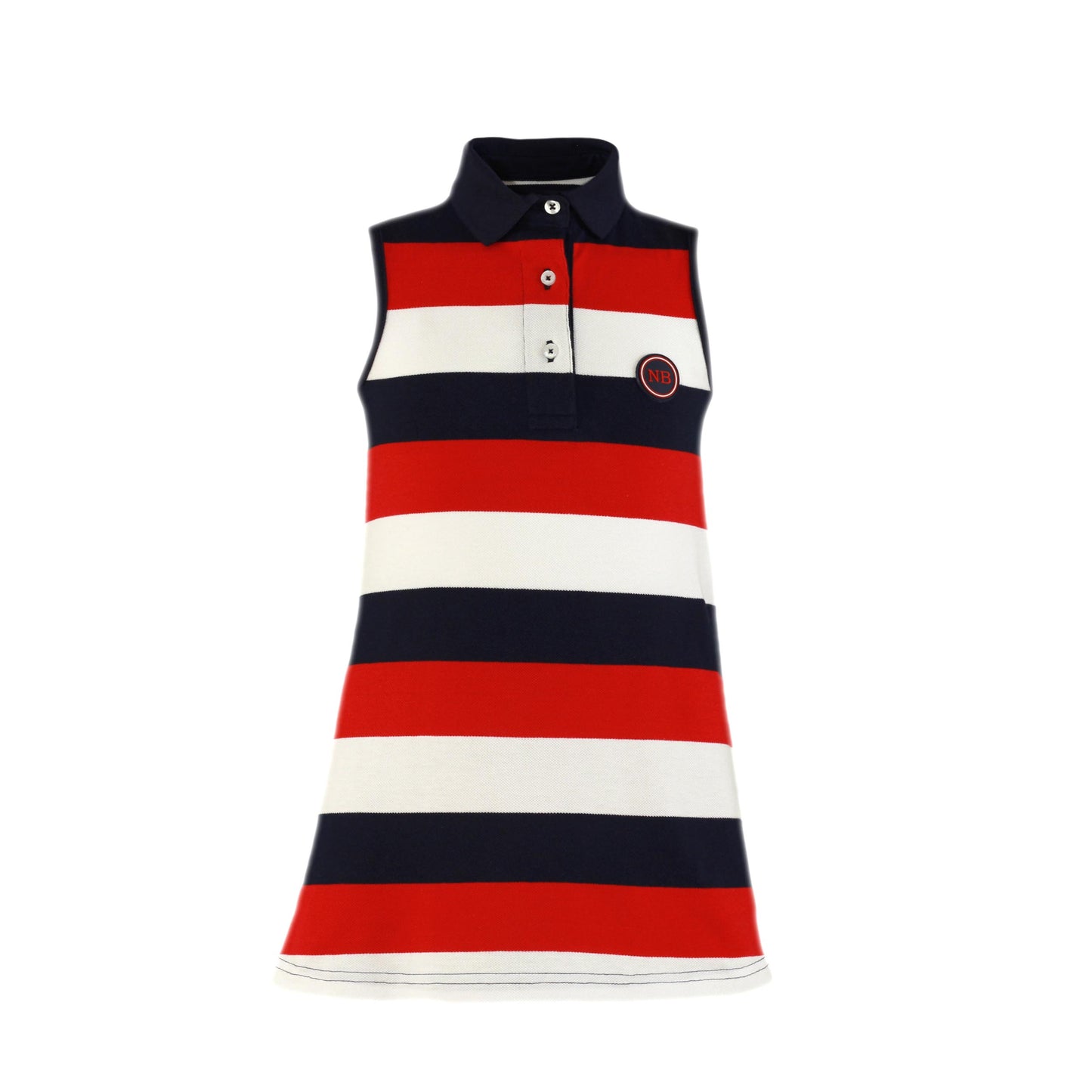 SS23 MIRANDA NEL BLU Navy & Red Stripe Girls Polo Dress - 1400