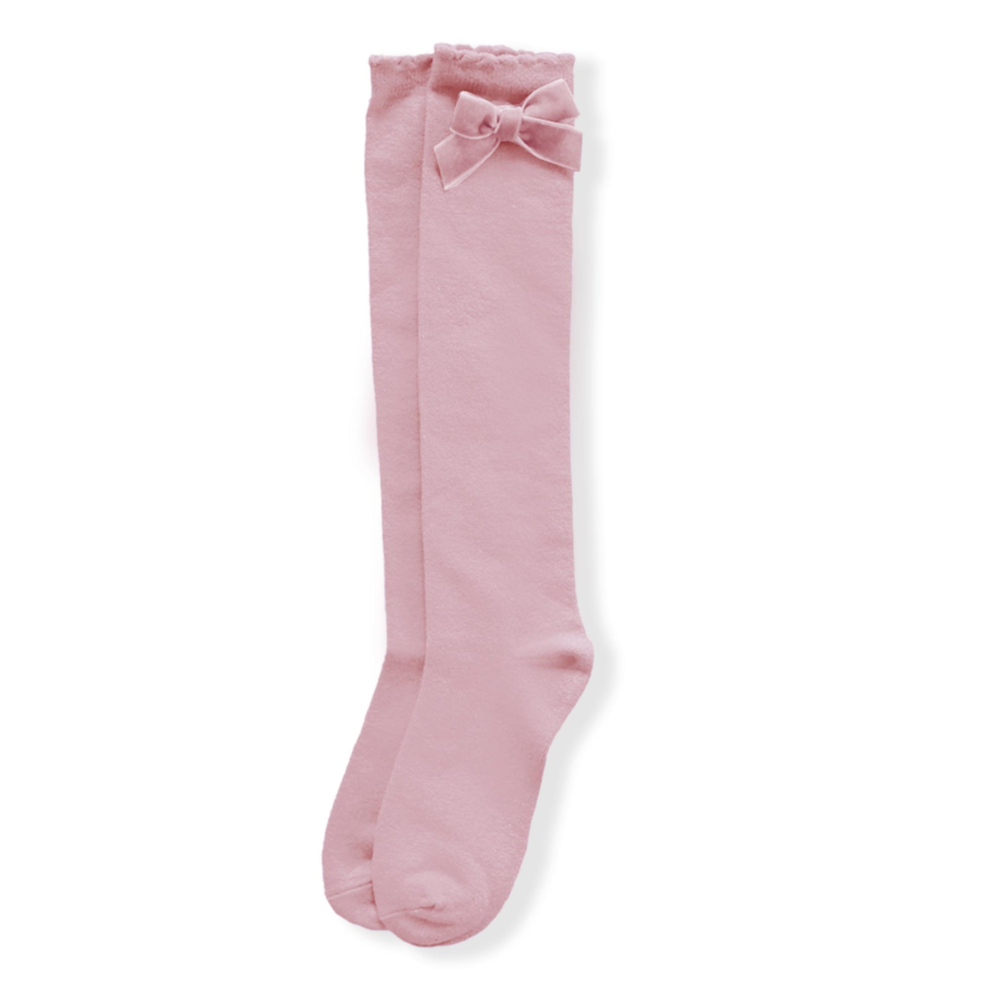 AW20 Miranda Velvet Bow Socks - Dusty Pink