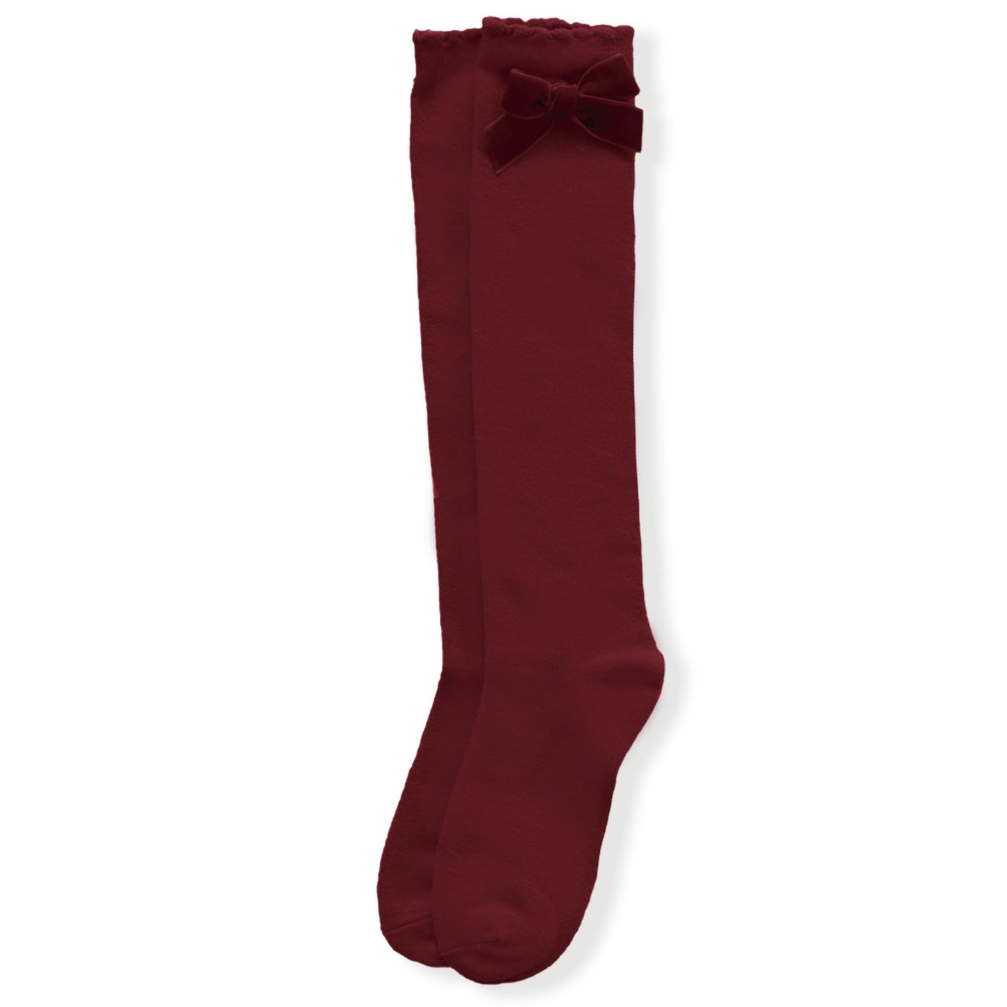 AW20 Miranda Velvet Bow Socks - Burgundy