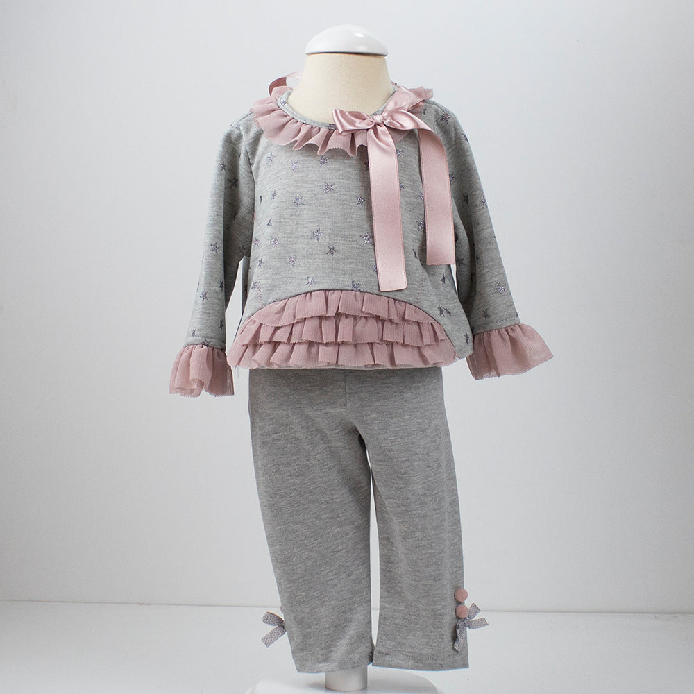 Loan Bor Pink & Grey Tulle Lounge Suit