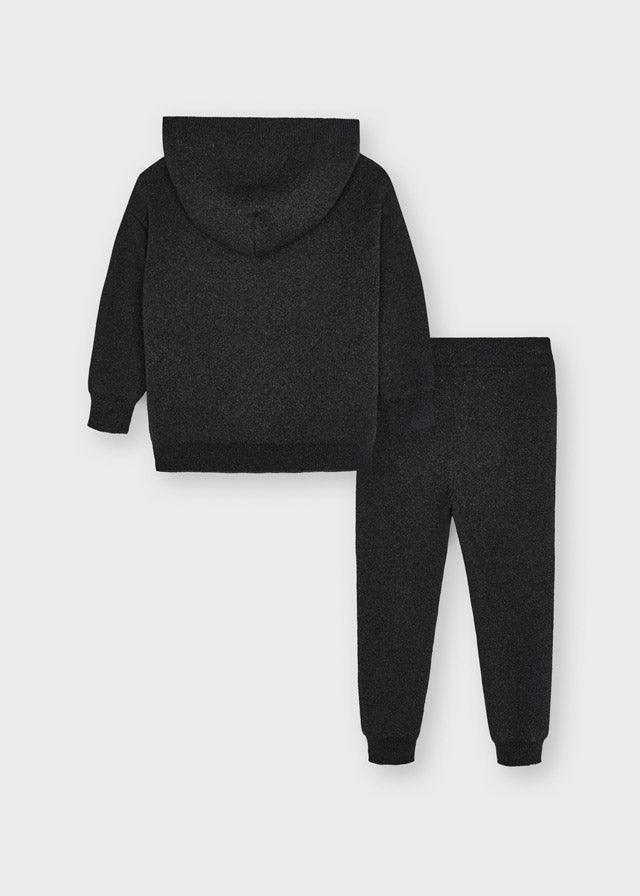 MAYORAL Girls Black Metallic Knitted Hoodie & Joggers