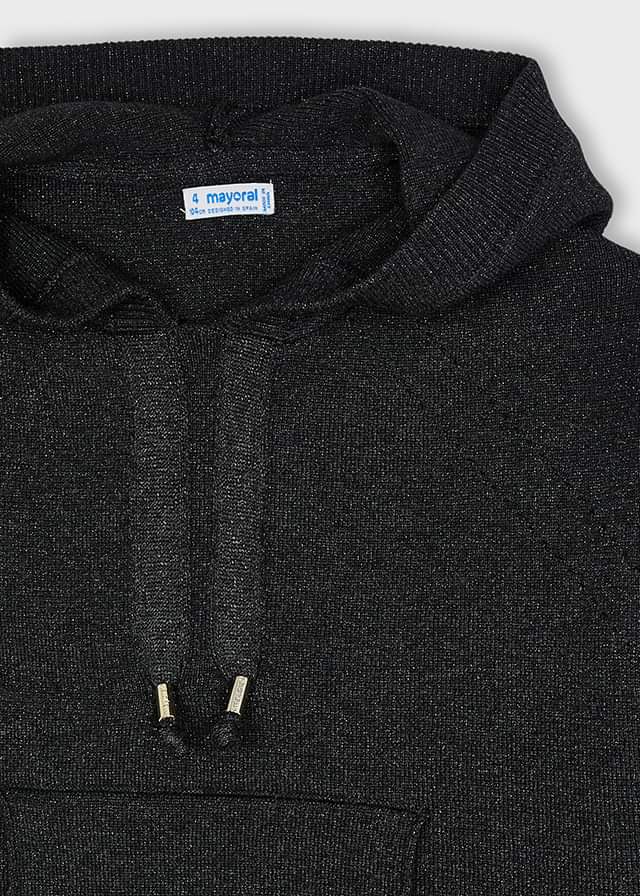 MAYORAL Girls Black Metallic Knitted Hoodie & Joggers