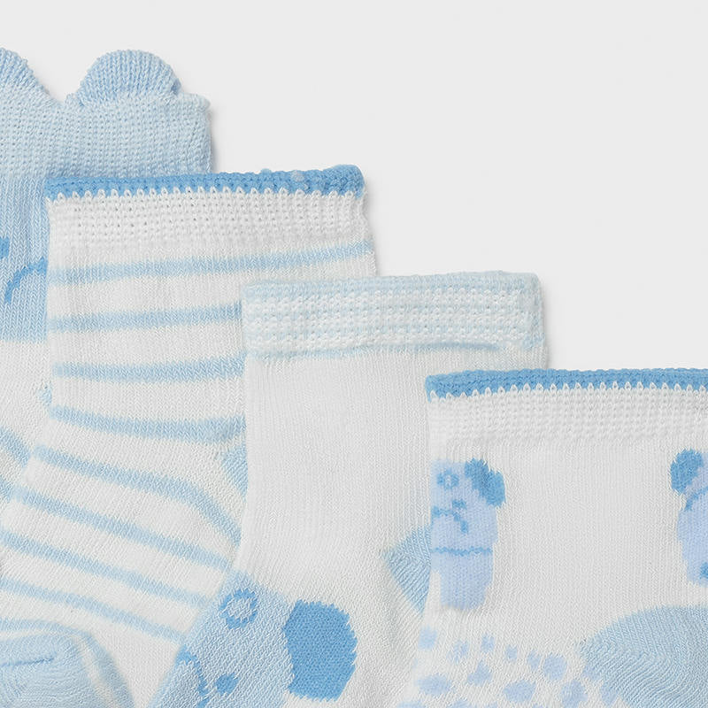 Mayoral Baby Boys Blue and White Socks Four Pack 9360 - close up