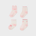 Mayoral Baby Girls Pink and White Socks Four Pack Boxed Set