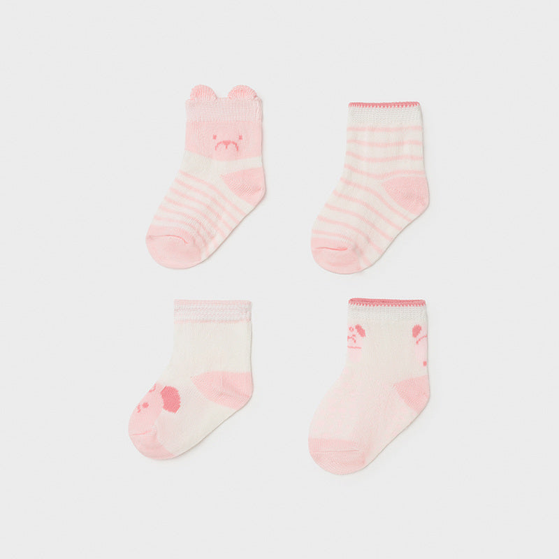 Mayoral Baby Girls Pink and White Socks Four Pack Boxed Set