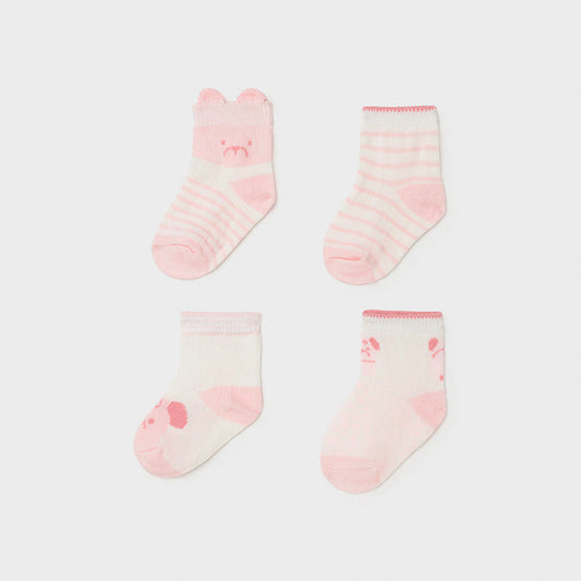 Mayoral Baby Girls Pink and White Socks Four Pack Boxed Set