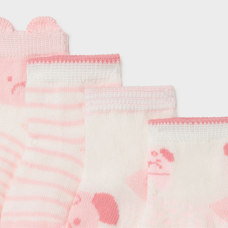 Mayoral Baby Girls Pink and White Socks Four Pack Boxed Set