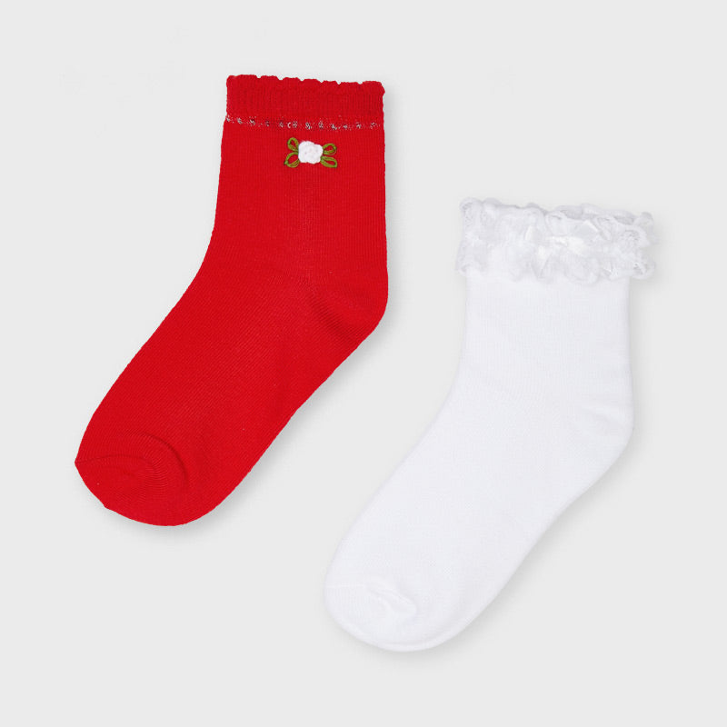 Mayoral Girls Persimmon Ankle Socks – 2 Pack