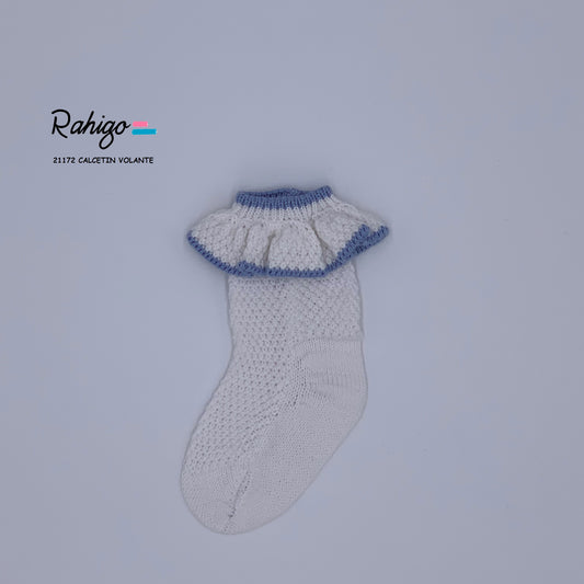 RAHIGO Girls Sky Blue & White Frill Socks