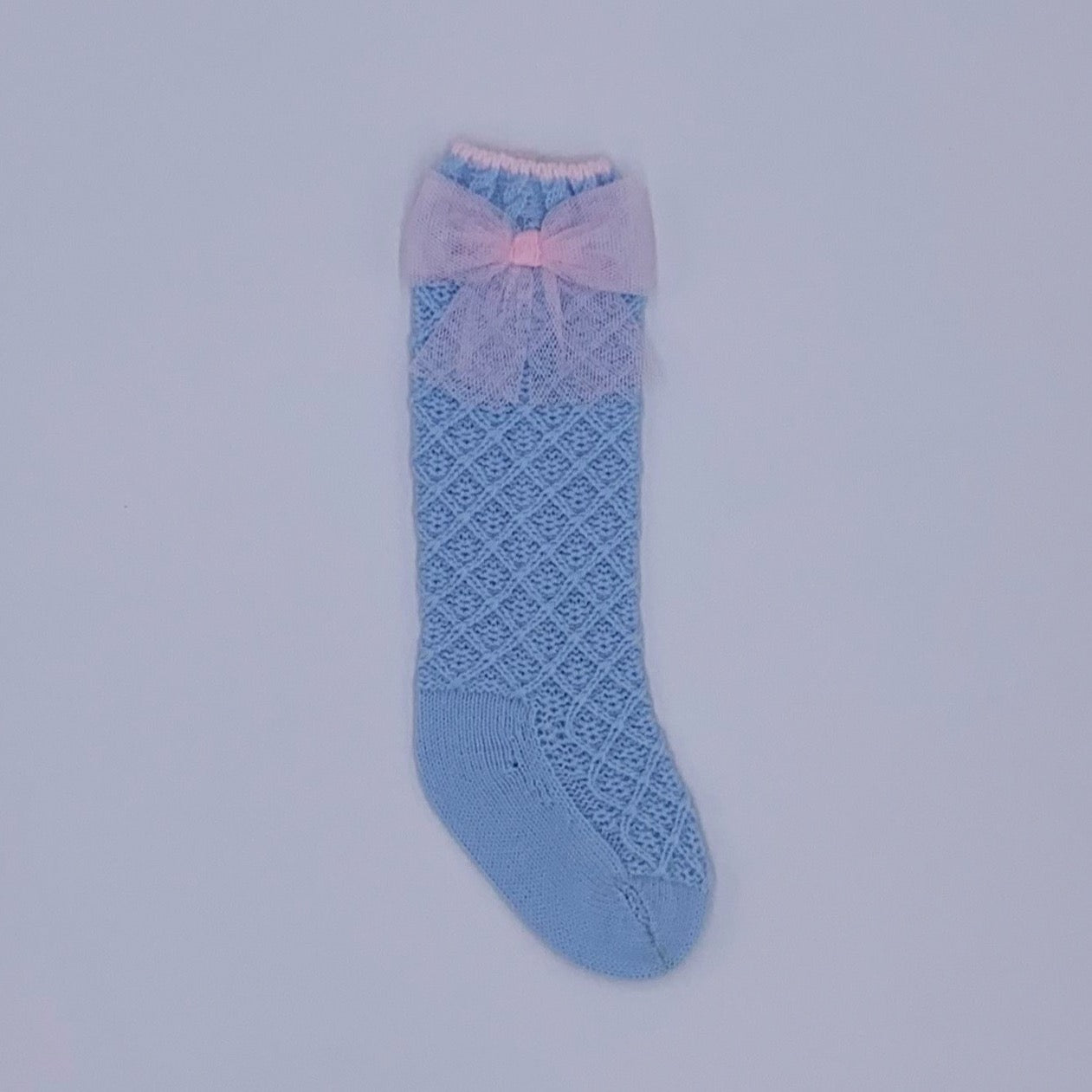 AW21 RAHIGO Blue & Pink Girls Socks with Tulle Bow - 21211