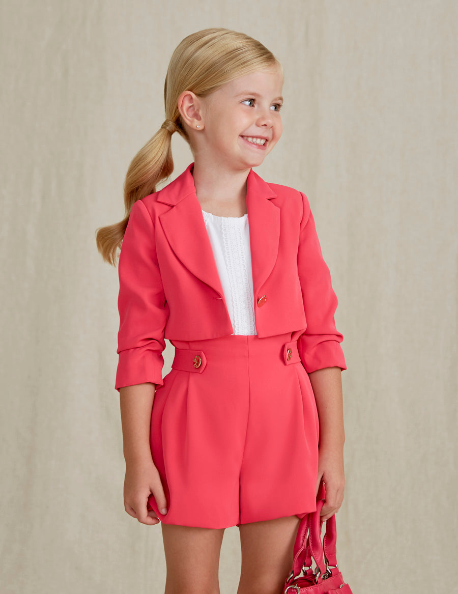 SS22 ABEL & LULA Fuchsia Crepe Girls Jacket
