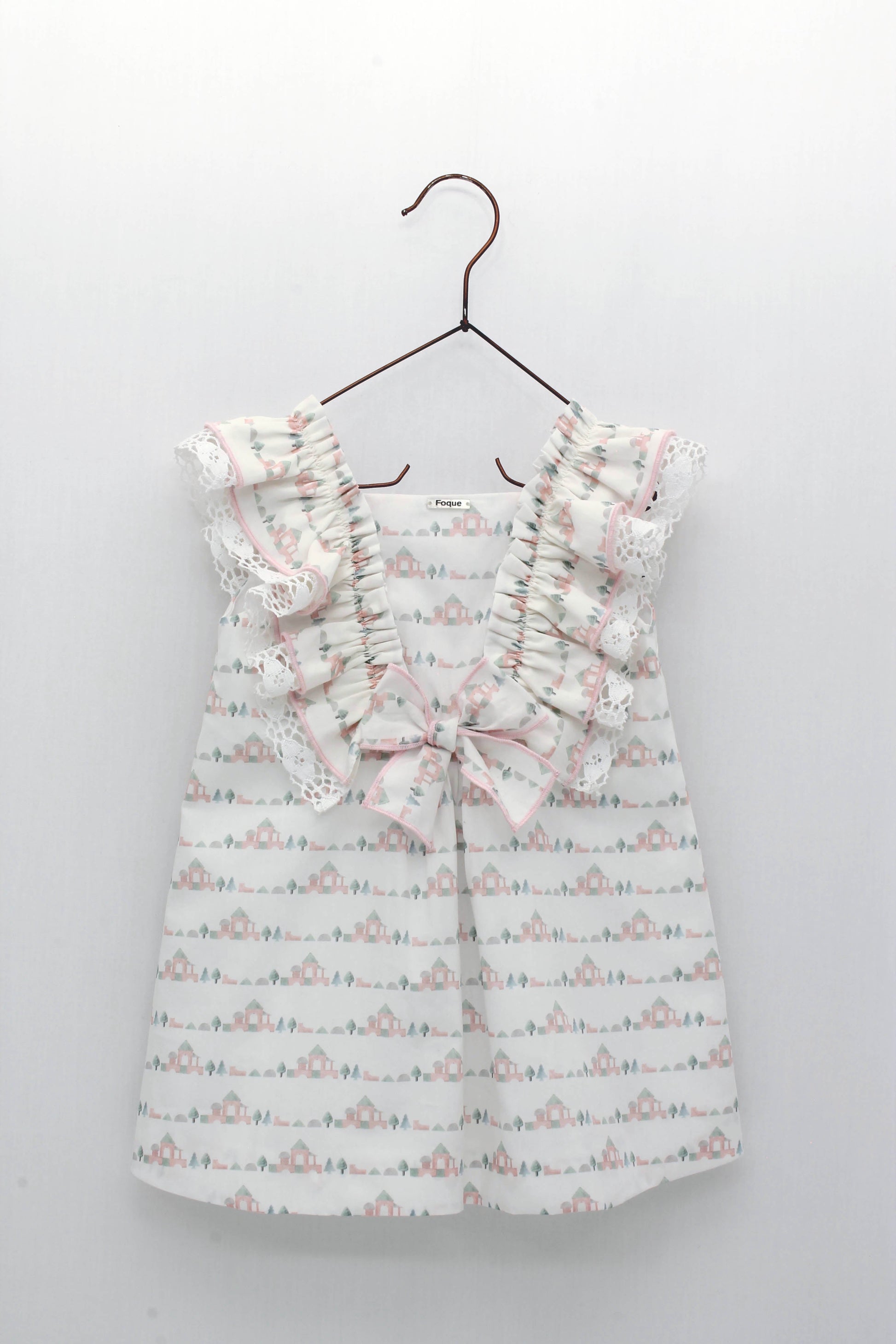 SS22 FOQUE Casa Pink Girls A-Line Frill Dress - 2215018