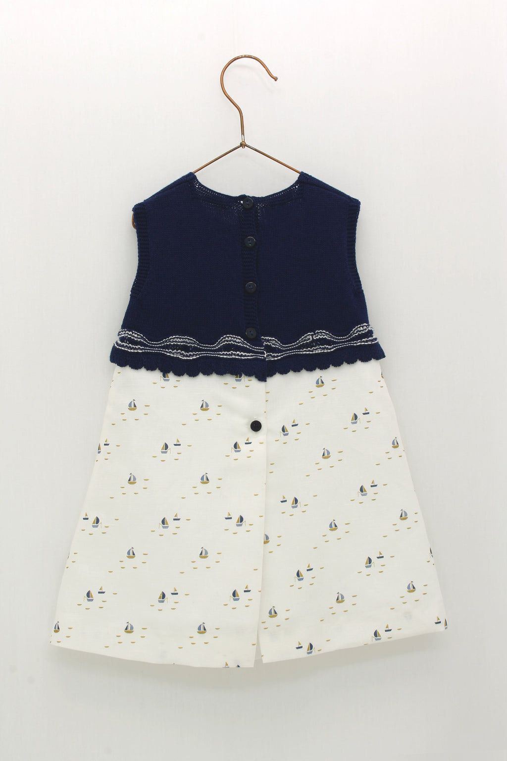 SS22 FOQUE Nautical Navy Baby Girls Dress - 2215030