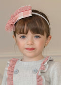 DOLCE PETIT Girls Grey & Pink Check Hairband - 2218D