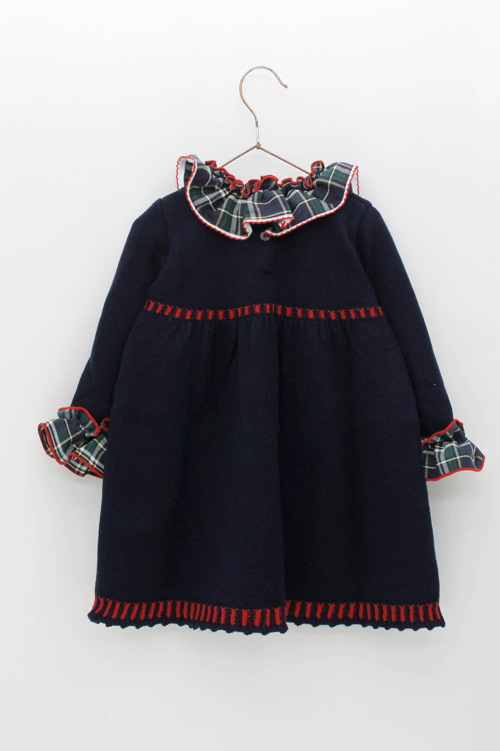 FOQUE Navy Tartan Girls Dress - CLEARANCE SALE