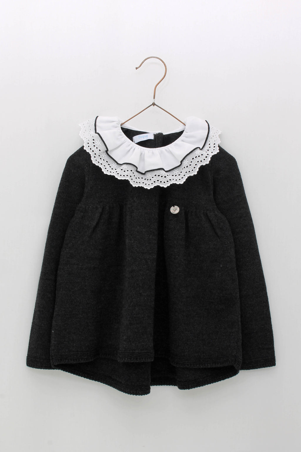 FOQUE Mustard & Black Girls Crochet Short Set 