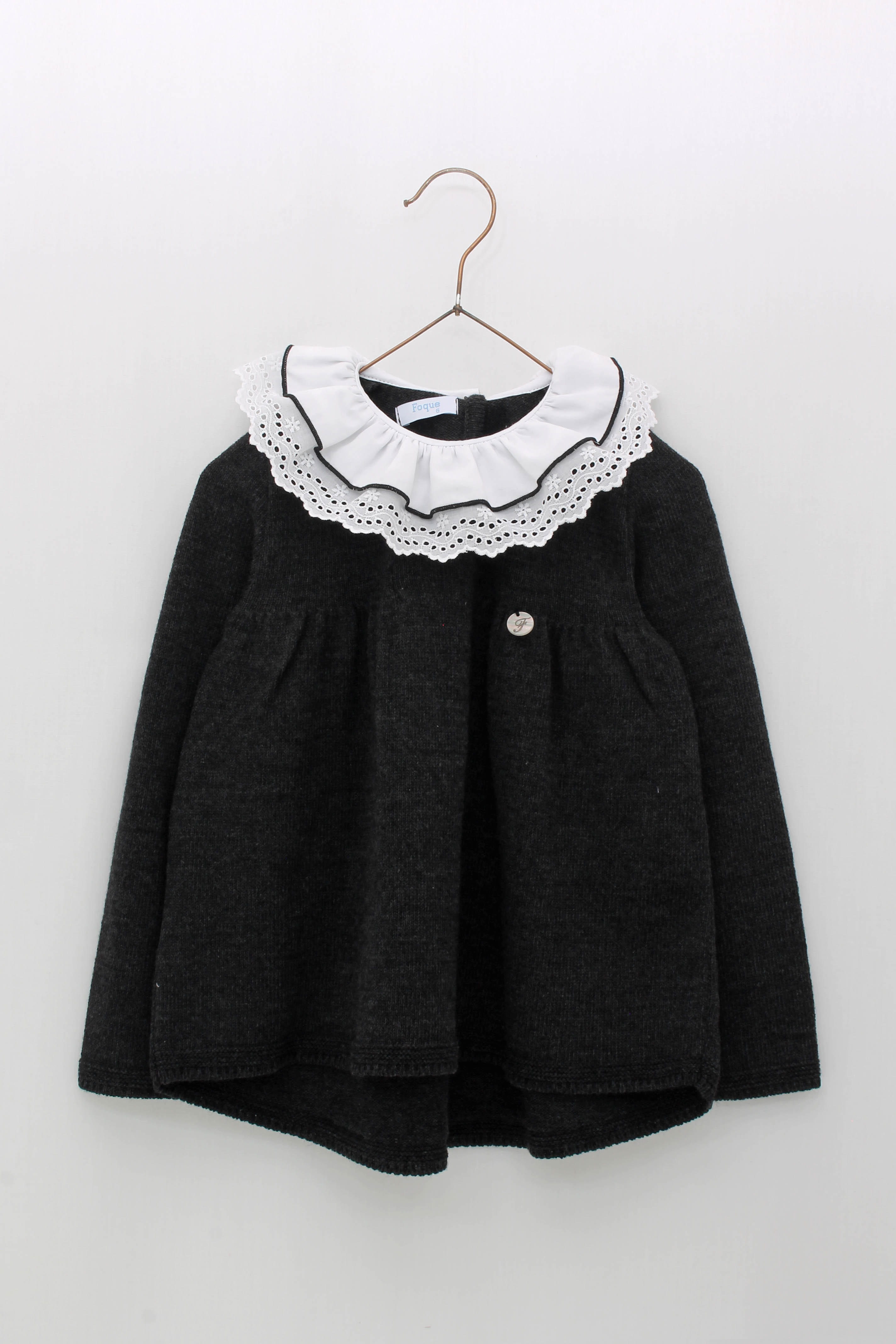 FOQUE Mustard & Black Girls Crochet Short Set 