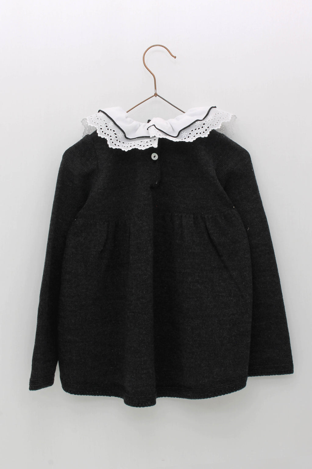 FOQUE Mustard & Black Girls Crochet Short Set 