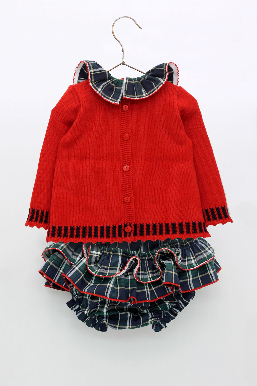 FOQUE Navy Tartan Baby Girls Snowman Jam Pant Set - CLEARANCE SALE