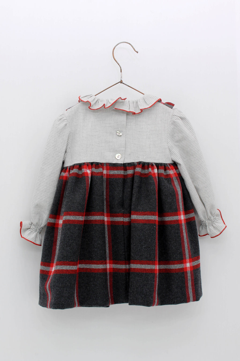 FOQUE Red & Grey Baby Girls Dress & Knickers 