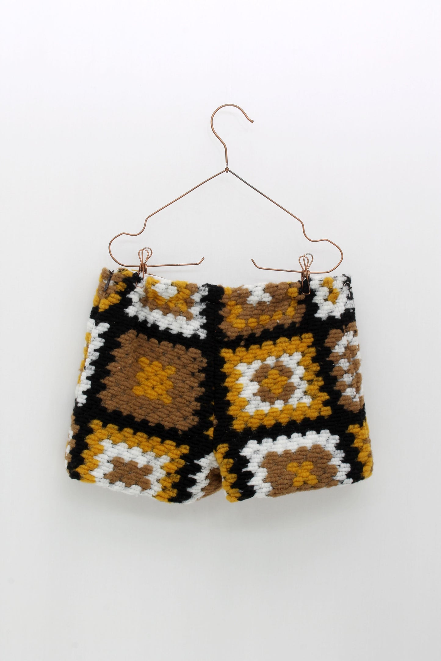FOQUE Mustard & Black Crochet Girls Short Set  - 2501