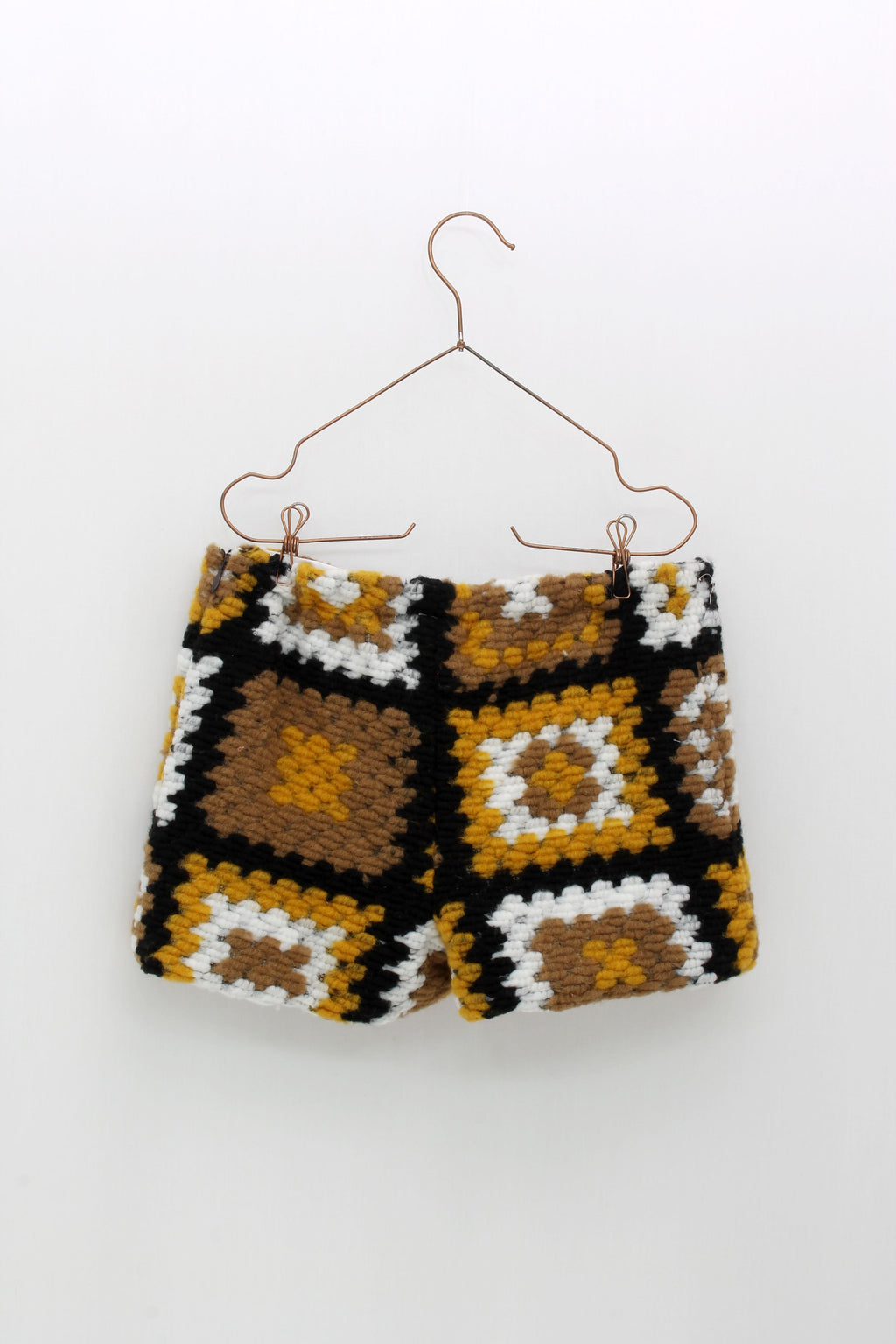 FOQUE Mustard & Black Girls Crochet Short Set 